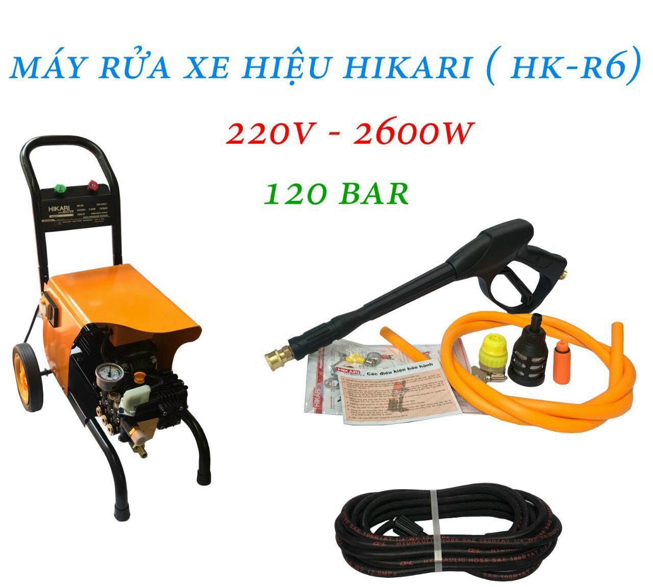 Máy bơm xịt rửa áp lực cao Hikari HK – R6 220V 2.6KW
