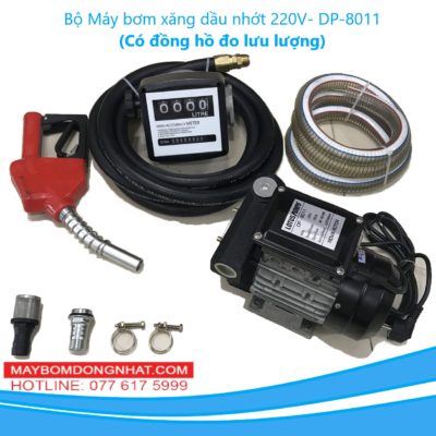 Bộ bơm xăng dầu nhớt DP-8011 220V-750W – 80 – 90L/P1(Có đồng hồ đo lưu lượng)